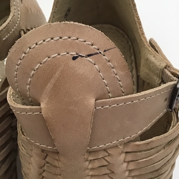 Naughty Monkey Killion Leather Huarache Stacked Heel Sandals Nude Open Toe 9.5 - Picture 12 of 12